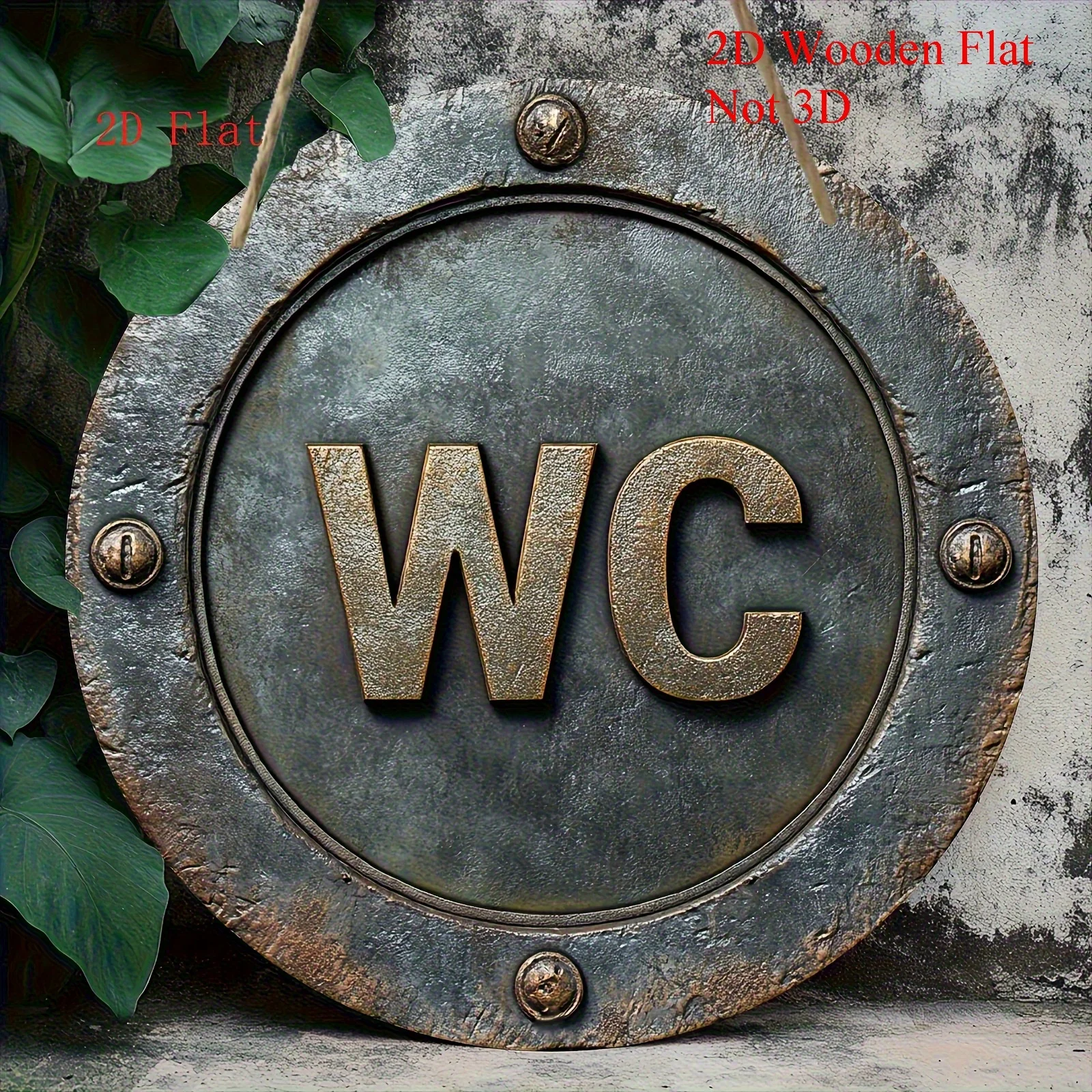 2D Flat, 2D Printed WC Wooden Sign, Suitable for Home and Outdoor Wall Decor, Multifunctional Farmhouse Front Door Aesthetic Roo