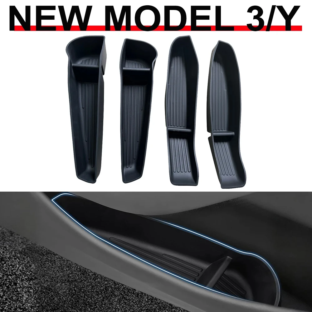For Tesla 2025+ Model 3 Model Y Door Side Storage Box Front Rear Side Door Storage Organizer Tray Interior Accessories
