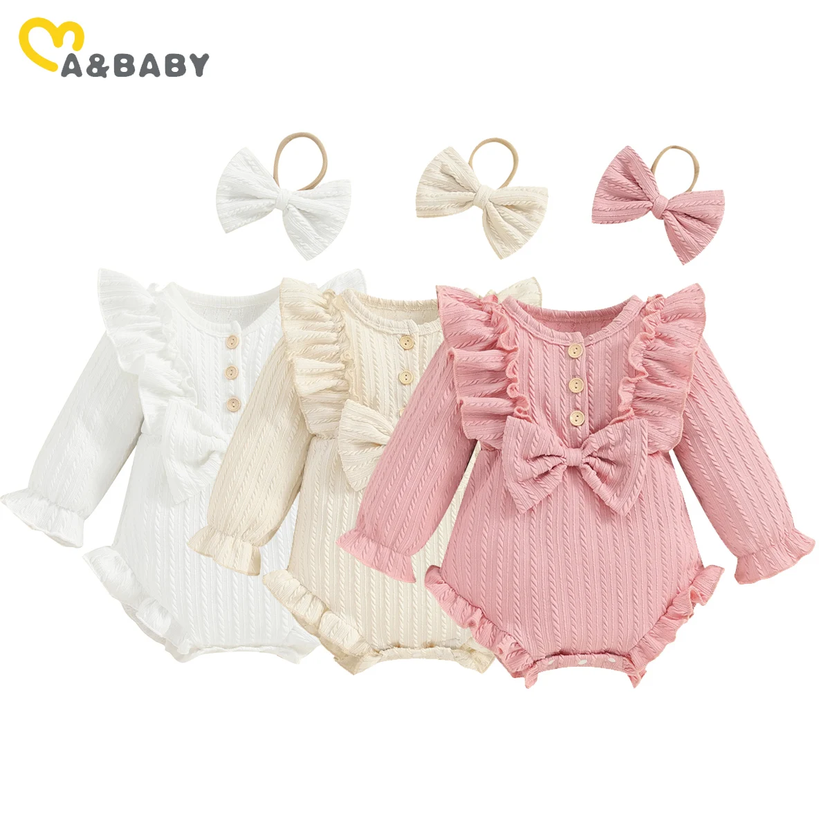 

ma&baby 0-12M Baby Girl Romper Newborn Toddler Infant Girl Long Sleeve Knit Jumpsuit Spring Fall Clothing