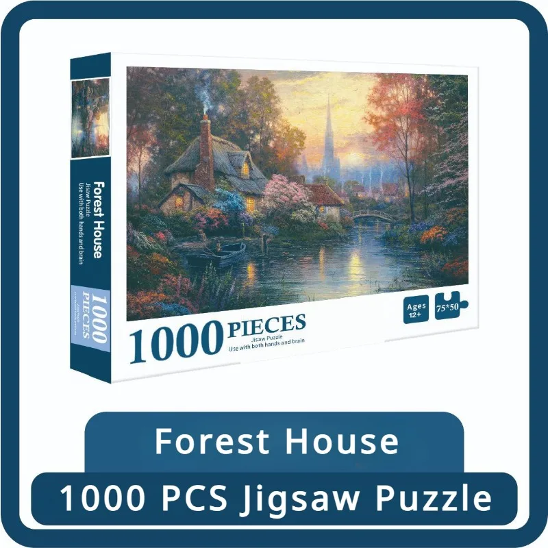 75*50cm 1000 Pieces Paper Jigsaw Puzzle Forest House Adult Stress Relief Children Educational Entertainment Toys Christmas Gift