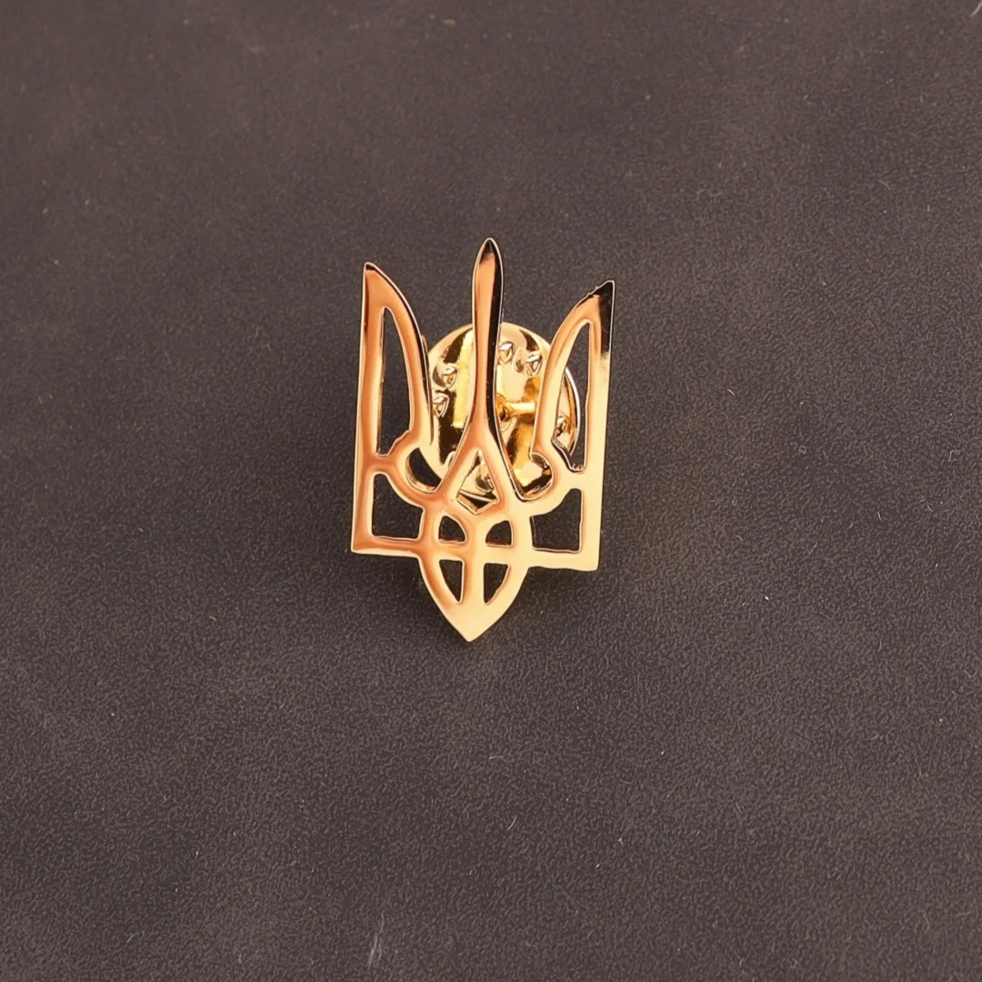 Brosche mit ukrainischem Nationalsymbol für Männer und Frauen, goldfarben, Edelstahl, Schmuck, Anzug, Kragen, Abzeichen, 2025, Großhandel – Detail 6