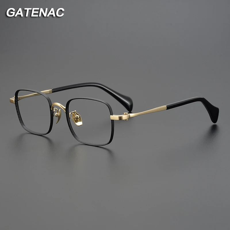 Vintage Pure Titanium Eyeglasses Frame Men Square Prescription Myopia Optical Glasses Women Retro Luxury Brand Small Eyewear