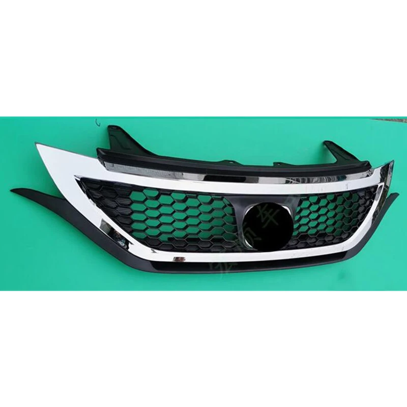 For Honda CRV Grille Trim Accessories ABS Front Bumper Splitter Honeycomb Black Silver Grills Car Styling 2012-2015 Year