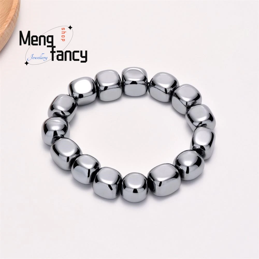 Natural Energy Stone Terahertz Square Cut Bracelet Simple Elegant High-grade Best Selling Fashion Jewelry Popular Holiday Gifts