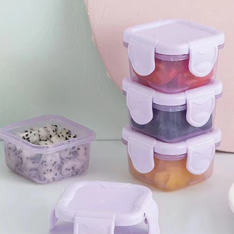 1Pc Sichere Baby Lebensmittel Lagerung Container Auslaufsicher Kunststoff Neugeborenen Kind Mini Püree Snack Container Box 60ml Dick versiegelt Gefrierschrank Box