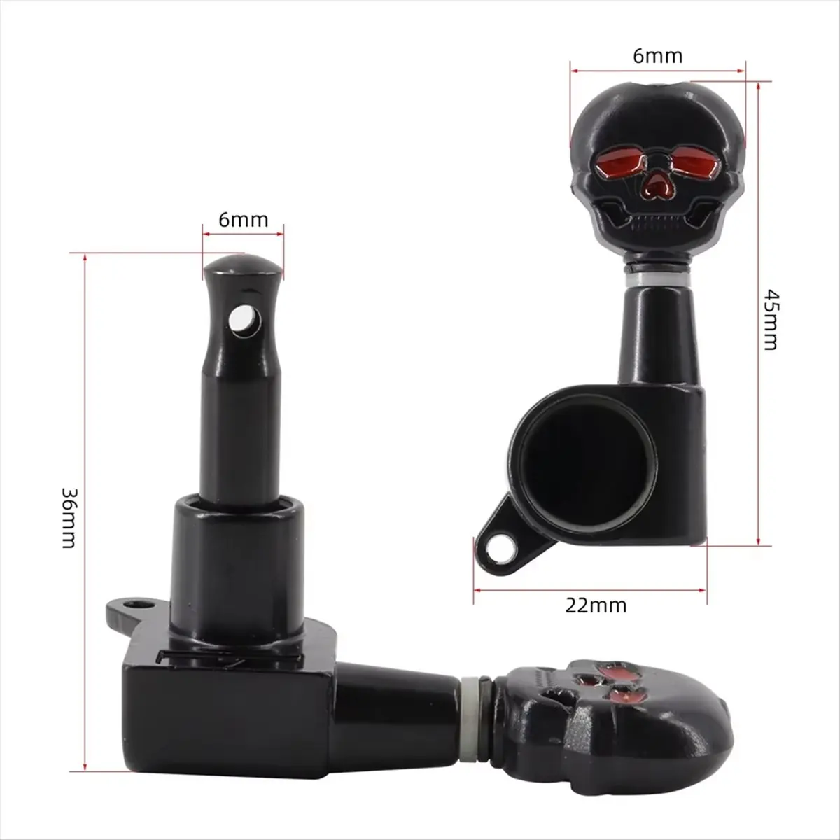 *A91P 6PCS Skull Head Guitar Tuning Peg Metal Machine Head Tuners Electric Guitar Replacement Parts 6R