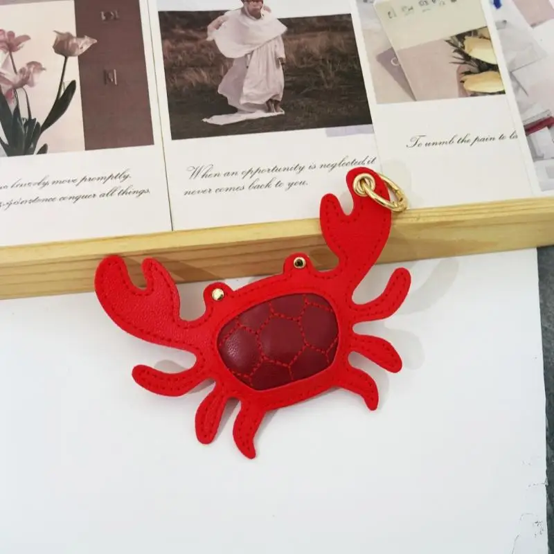 Stylish PU Leather Summer Beach Style Keychain Sea Animal Bag Charm Lobster Crab Bag Accessory