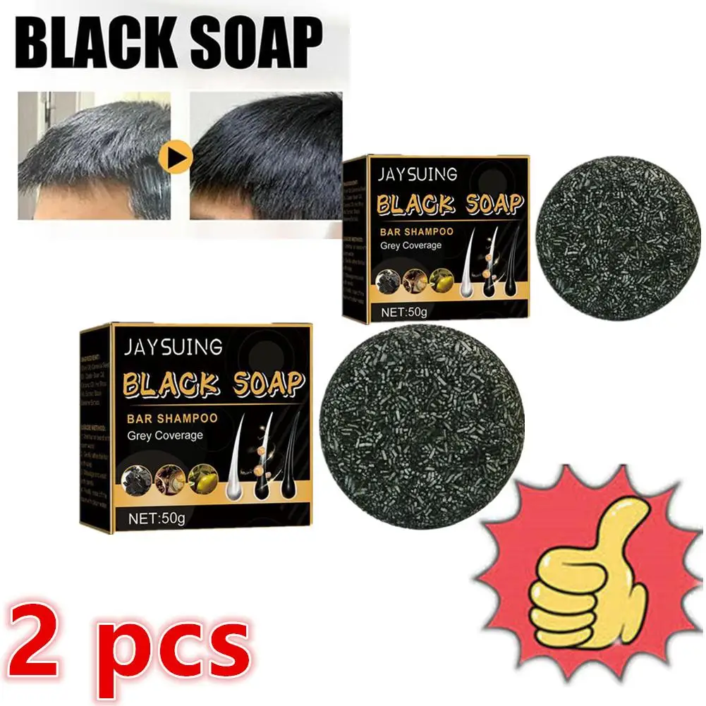 2 PCWhite Hair Darkening Shampoo Soap Restore Gray Beard And Hair Natural Color Soap Grey White To Black Dye Hair Fixing Shampoo