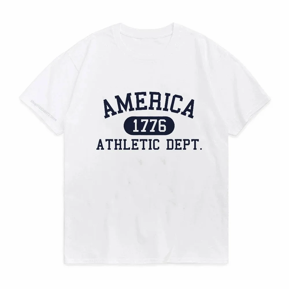 

America 1776 Athletic Dept Letter T-Shirt men Sport Casual Top Cool Hip Hop Tee Shirt Soft Breathable T Shirt Women