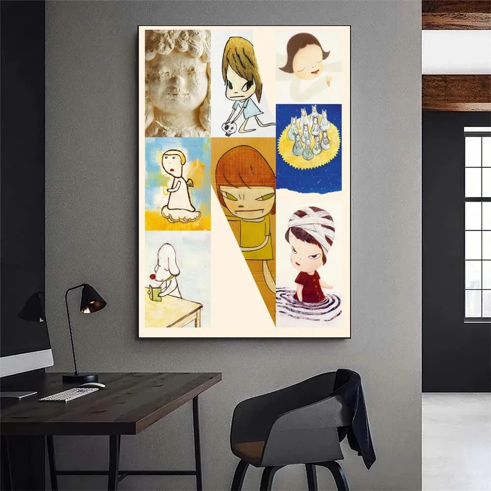 Yoshitomo Nara Galleria di poster artistici Stampe Autoadesive Decorazioni per la casa Decorazione Decalcomanie da muro Adesivo per soggiorno