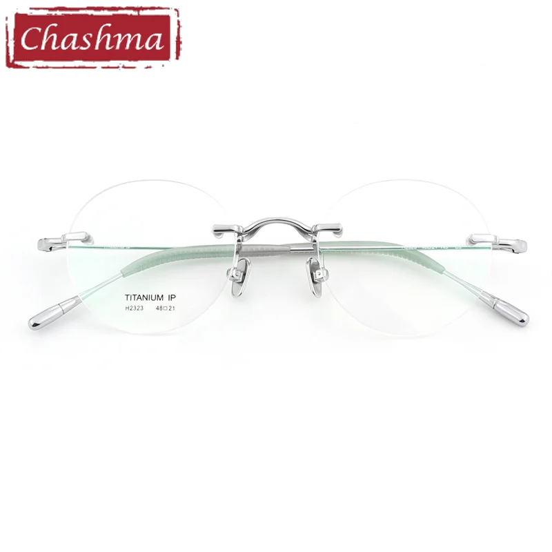 Chashma Rimless Frame Octagon Round Trend Eyeglasses Men Titanium Flexible Light Spectacles for Women