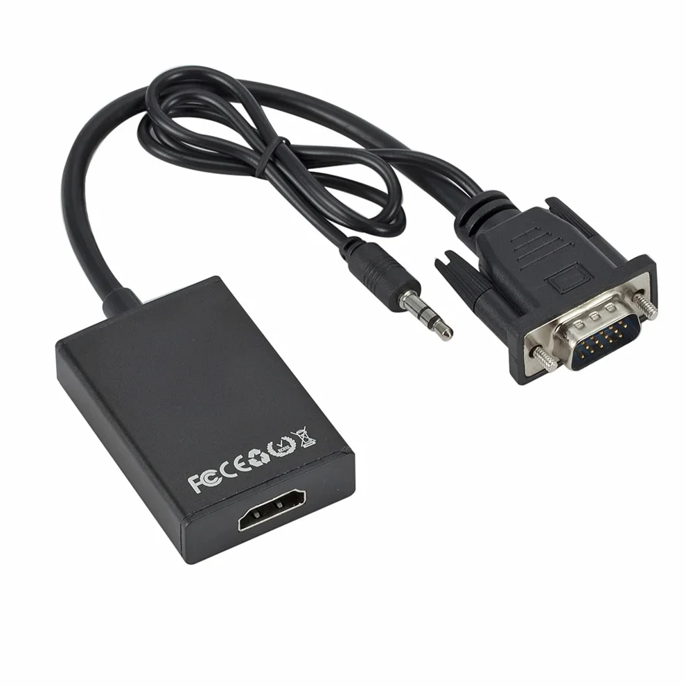 Konwerter kompatybilny z LccKaa 1080P VGA na HDMI Adapter z obsługą Audio do laptopa PC, aby projektor HDTV HDMI-kompatybilny z Adapter VGA