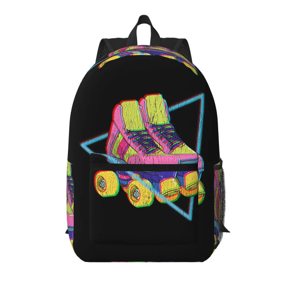 Retro Roller Skates Colorful Student Backpack School Bag Hiking Travel Daypack for Men Women Bookbag Shoulder Bags
