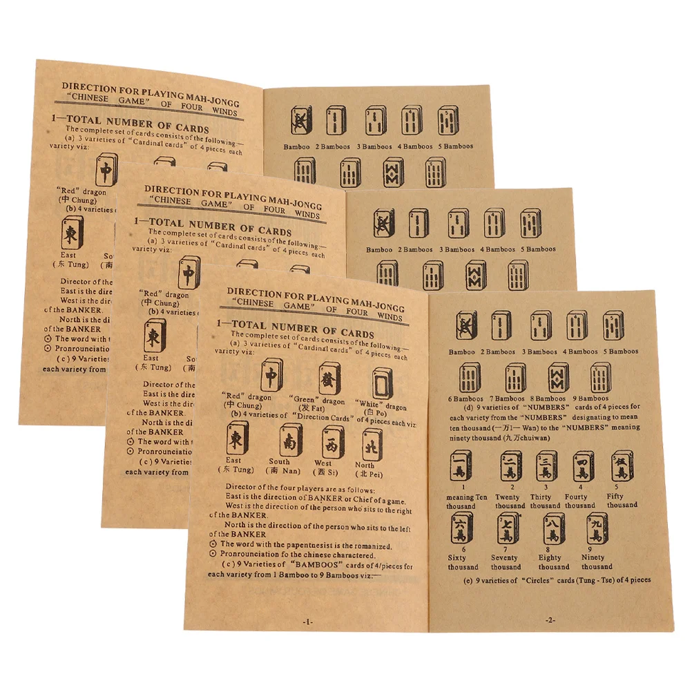 

3Pcs Chinese Mahjong Guidebook Beginners Handbook Quick Mastery Rules Strategies Visual Learning Cultural Enrichment Competition