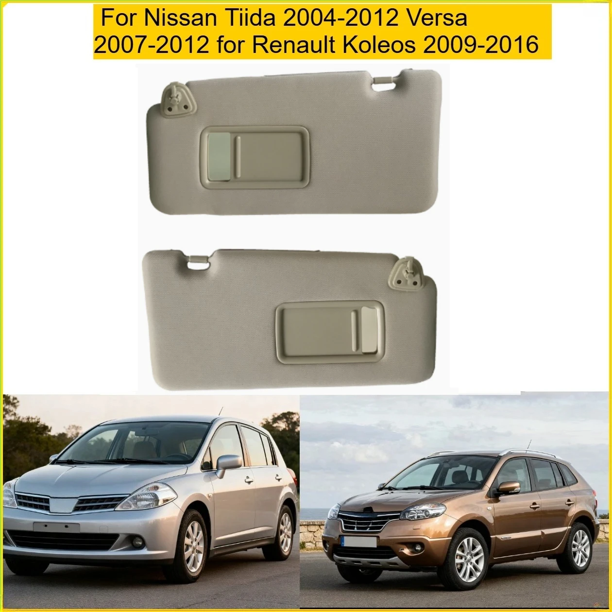 Left Right Sun Visors With Makeup Mirror 96401 EL31A For NISSAN Tiida 2004-2012 Versa 2007-2012 RENAULT Koleos 2009-2016