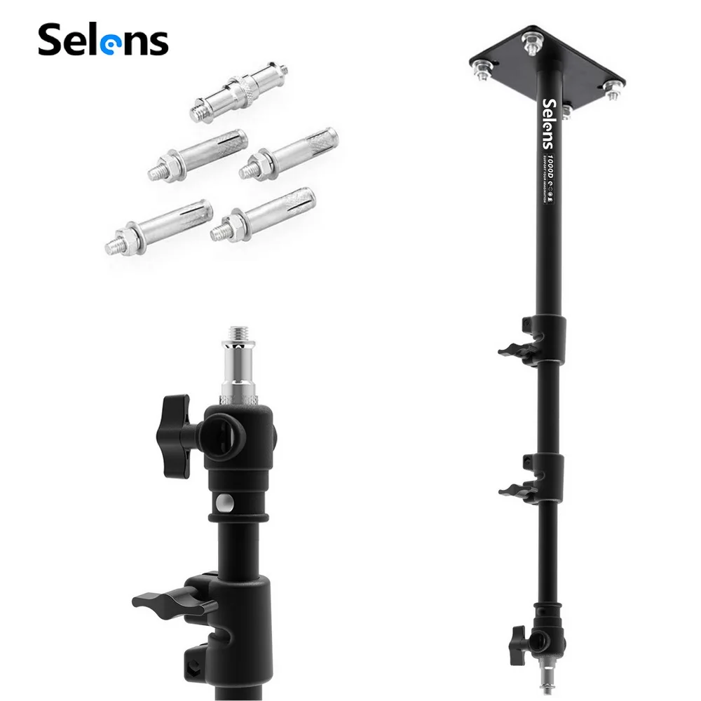 

Selens Photography Wall Mount Stand Photo Studio Kits Stainless Steel with 1/4" Thread Tripod Bracket Video Light Stand