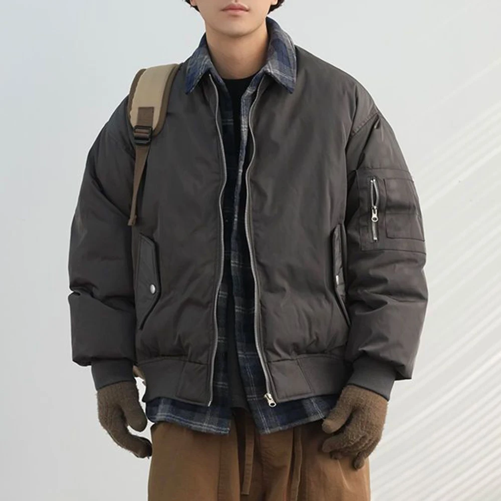 American Style Retro Stitching Fake Two-Piece Baseball Autumn Winter Men'S Season Loose Casual Thick Warm Workwear Cotton Jacket