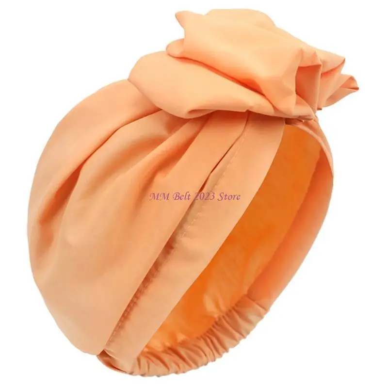 قبعات عمامة مطاطية 49ME للنساء عمامة شعر بلون سادة لفافة الرأس قبل اللف #4