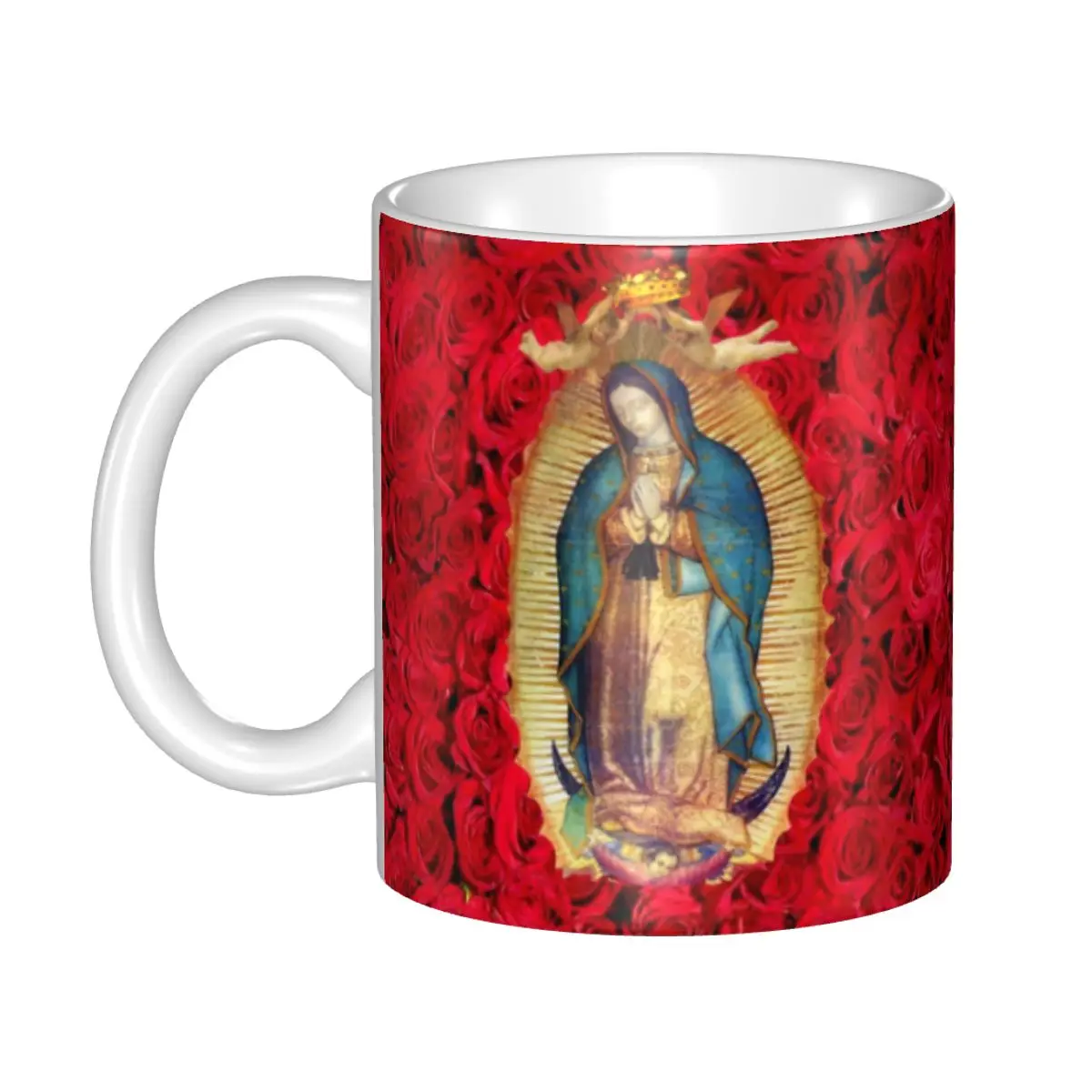 Guadalupe Virgin Mary With Flowers Coffee Mugs DIY Customized Catholic Ceramic Tea Milk Mug