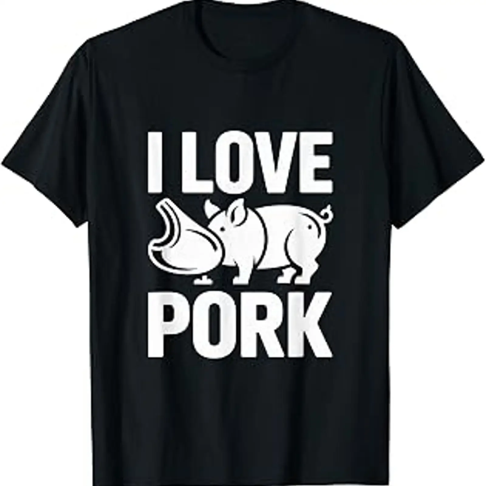 I Love Pork Funny Pig Lover Statement Value T Shirt vintage Washed Comfortable Casual Breathable homme Versatile graphic Unisex