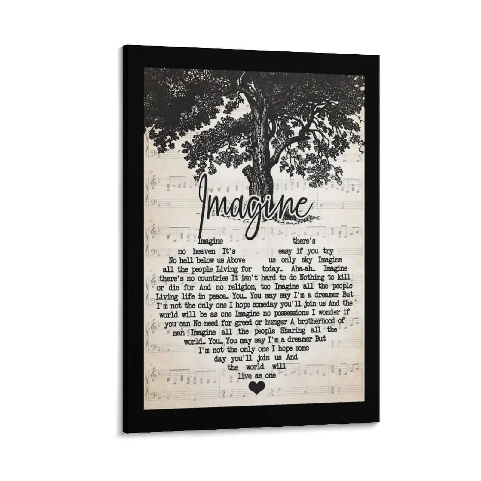 

Imagine Lyrics Poster Gift - Imagine No Heaven It's No Hell Below Us Canvas Painting wall decoration painting Paintings