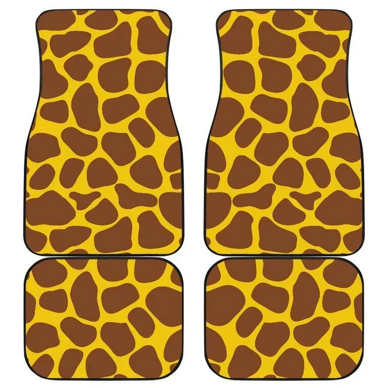 

Yellow Brown Giraffe Pattern Print Front And Back Car Floor Mats Heavy Carpet Front And Rear Full Set 4PCs Pack