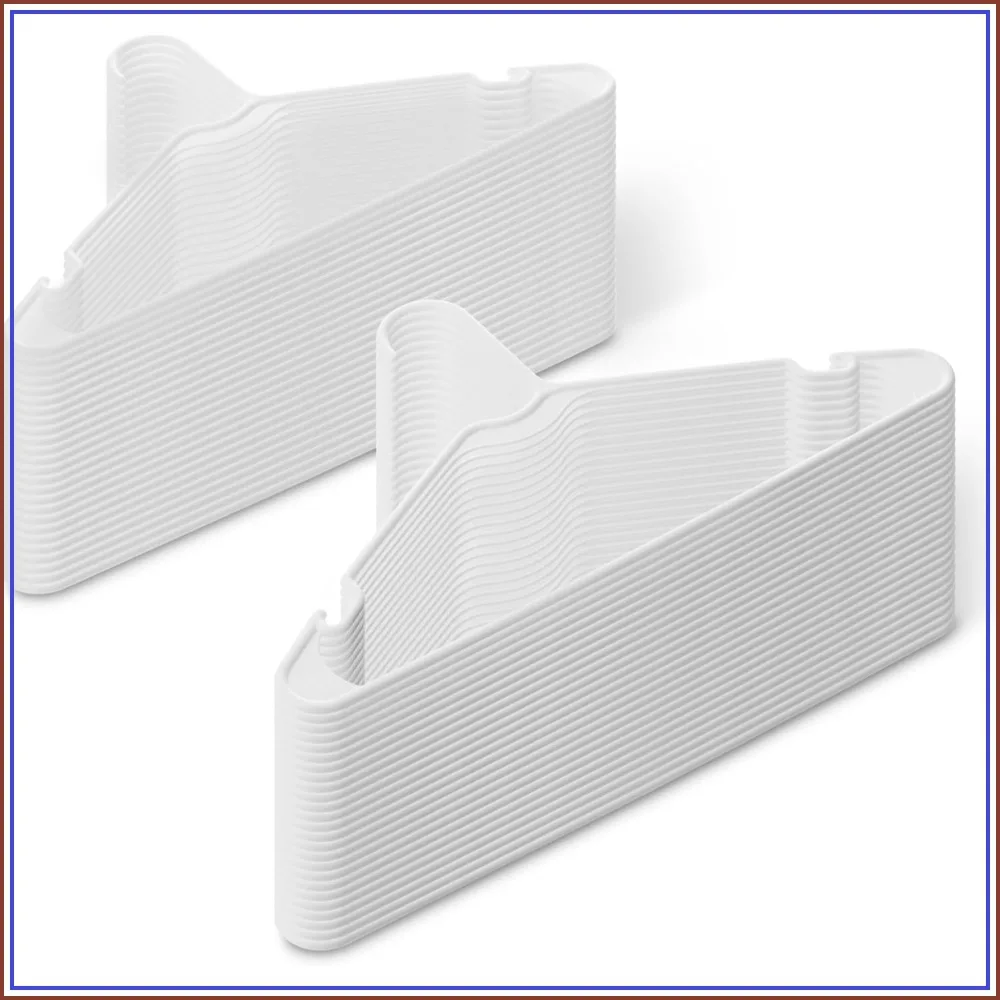 50 Pack Sturdy Plastic Clothes Hangers, Space Saving Closet Organizer for Shirts, Jackets, Adult Size, White