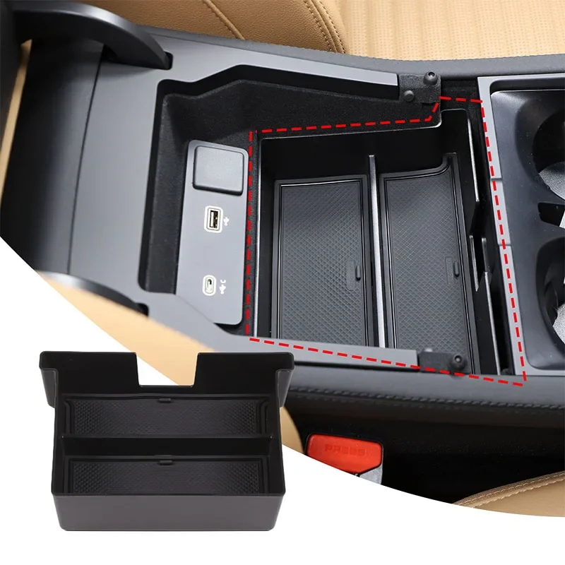 

For Land Rover Discovery Sport 2024+ ABS black car central control armrest box storage box mobile phone tray Car interior parts