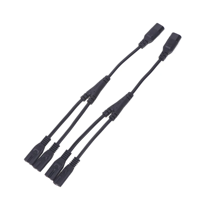 IEC 320 C8 2Pin Male To 2 X C7 Female Y Split Power Cable About 28CM IEC 320 C7 To C8 Extension Cords C8 Male To C7 Female Cable