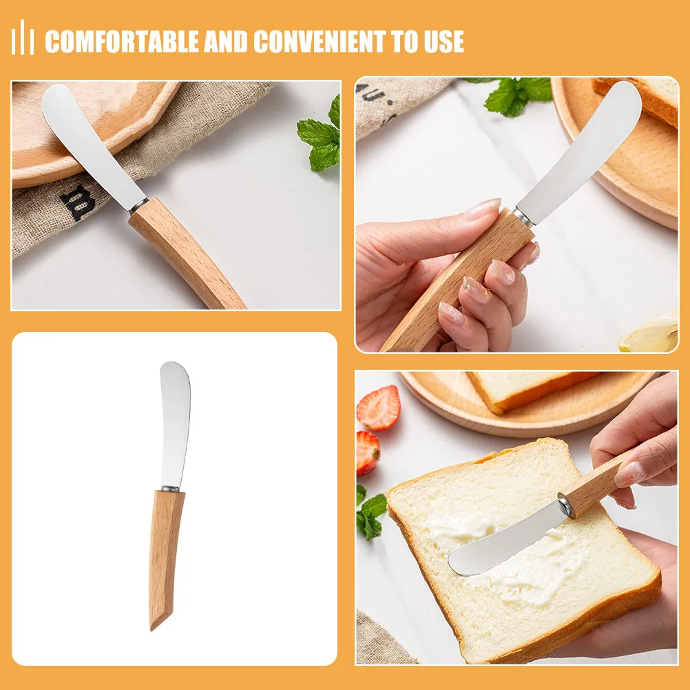 Espátula para Mermelada de Acero Inoxidable con Mango Ergonómico de Madera para Untar Mantequilla, Miel, Ketchup y Aderezos para Ensaladas