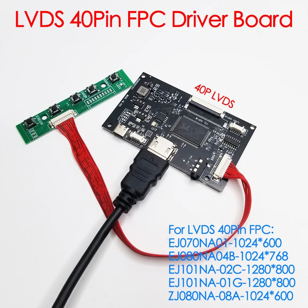 Universal 40Pin FPC LCD driver board Kit LVDS to HDMI Type-C 5V with speaker touch connector For EJ070NA01 EJ080NA04B ZJ080NA