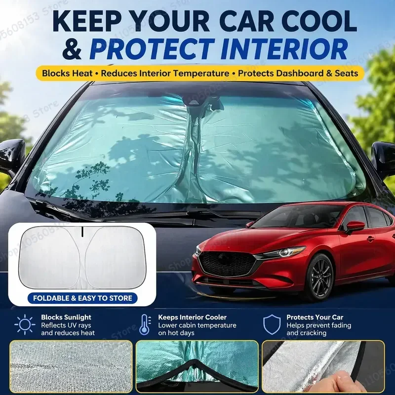 For Mazda 3 6 CX3 CX5 CX7 CX9 MX5 Miata RX8 CX30 CX50 BT50 Atenza Car Windshield Sun Shade UV Protection Heat Reflective Auto