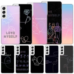 Love Yourself Flower Heart Line Kpop Soft Case For Samsung Galaxy S25 S24 S23 S22 Ultra Phone Cover S20 FE S21 Plus S25Ultra S24