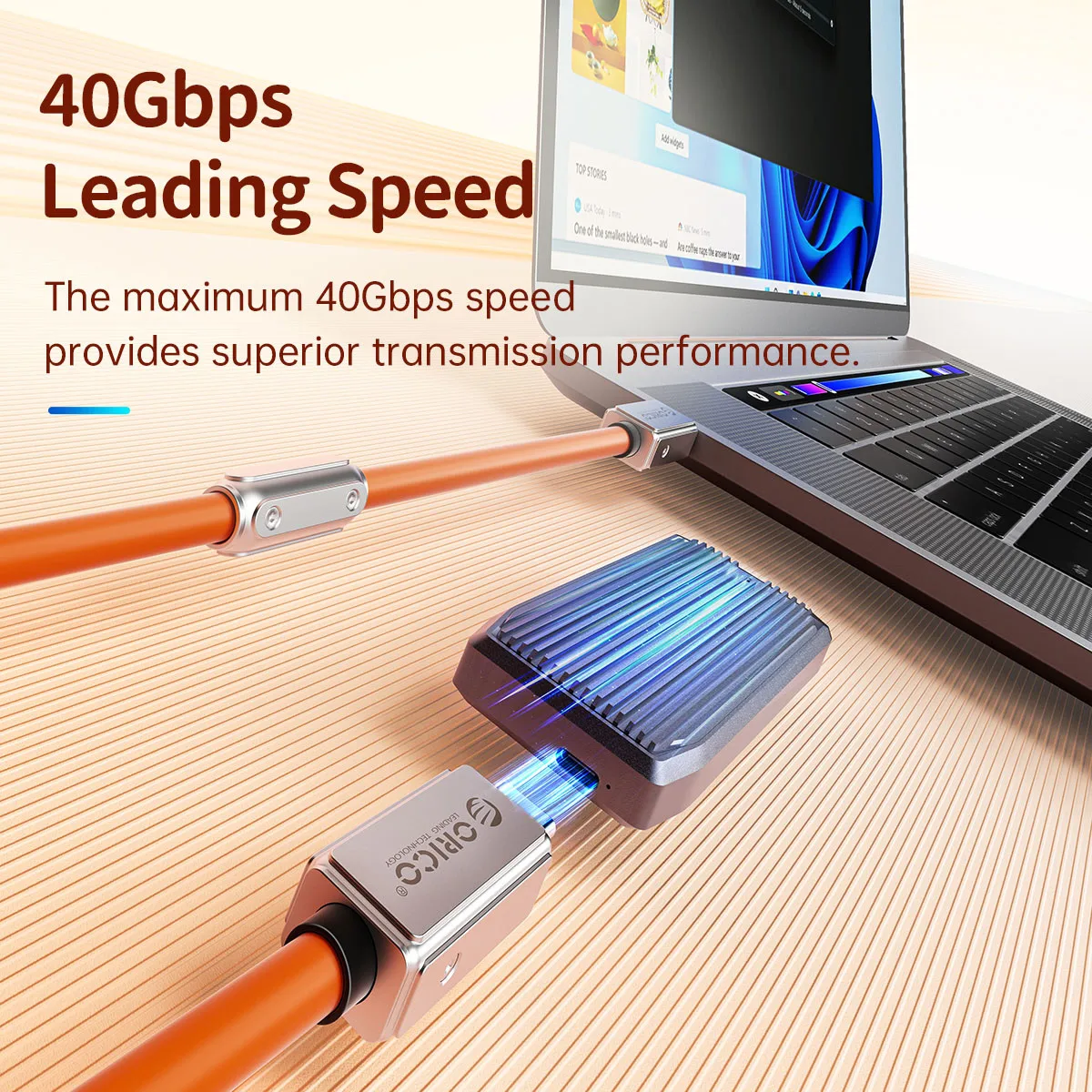 ORICO USB4 kabel 240W do Thunderbolt 4 PD3.1 ładowanie 40Gbps przesyłanie danych wideo 8K @ 60Hz silikonowe dla iPhone Mac eGPU Laptop