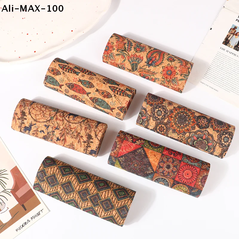 【AM3】 Druckbeständiges, antikes Kork-Mural-Retro-Brillenetui, tragbare magnetische Aufbewahrungsbox für Myopie-Brillen, Sonnenbrillenbox für Unisex