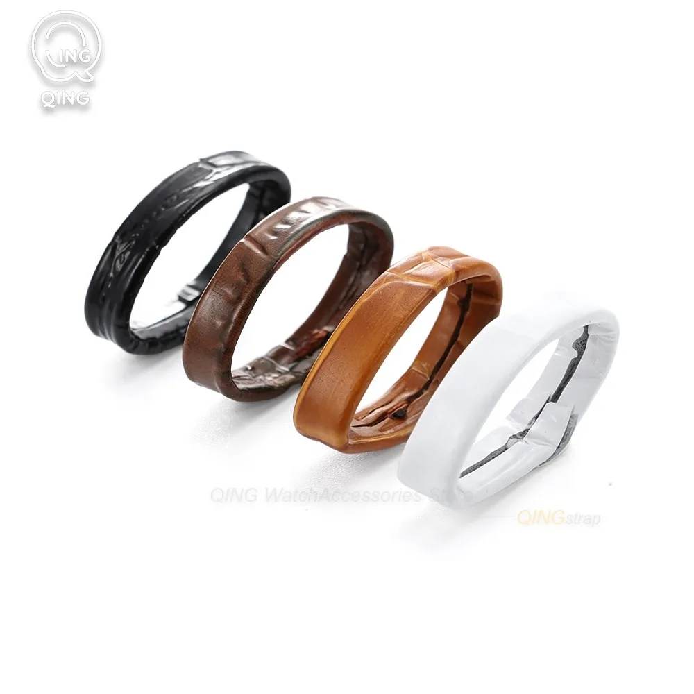 12/14/16/18/19/20/21/22/23/26mm 2/4/6pcs Leather Band Keeper Loop Buckle Straps Locker Rings Brown Holder Loop Bracelet Retainer