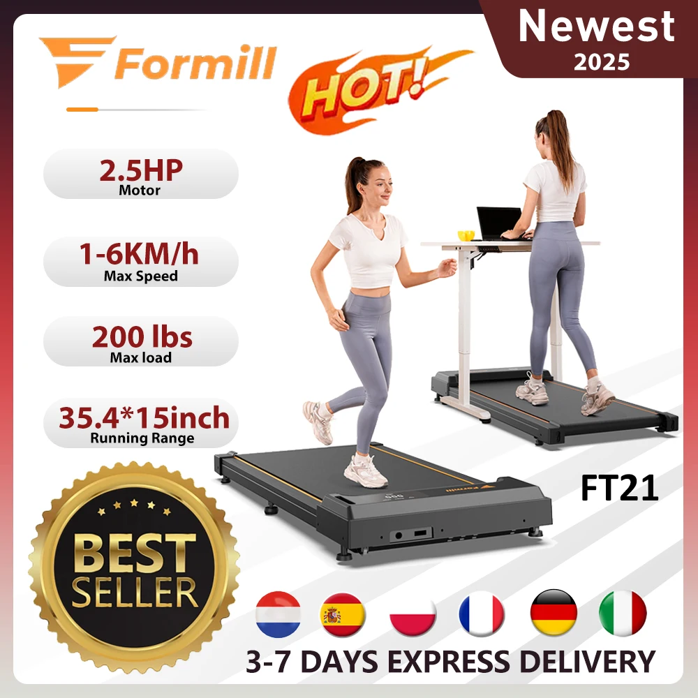 Formill-Tapis de Course pio FT21, Moteur 2,5 HP, Vitesse 1-6 km/h, Antidérapant, Absorption des Chocs, Mini Tapis de Course pour le Bureau et la Maison