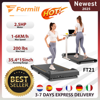 Formill FT21 Flat Walking Treadmill, 2.5HP Motor, 1-6km/h Speed, Anti-Slip Shock Absorption, Mini Treadmill for Home Office