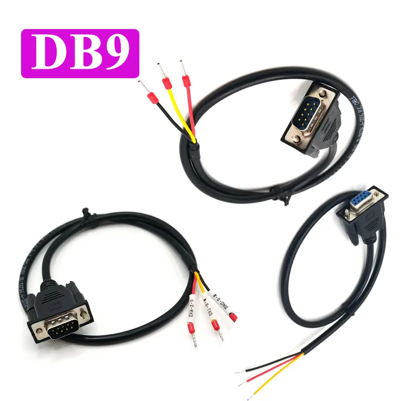 Cable de salida RS232 DB9 a 235 pines, cable de conexión de puerto serie/paralelo de 9 pines, cable de terminal DB9 a 3 pines, cable de un solo extremo macho-hembra