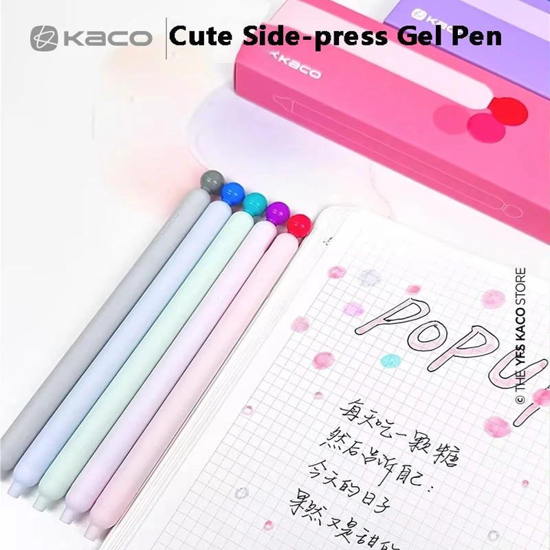 Kaco Cute Student Gel Pen POPUP Side Press 0.5MM Exam Sign Pens Writing Supplies for Journaling/Marking Assignments/Holiday Gift