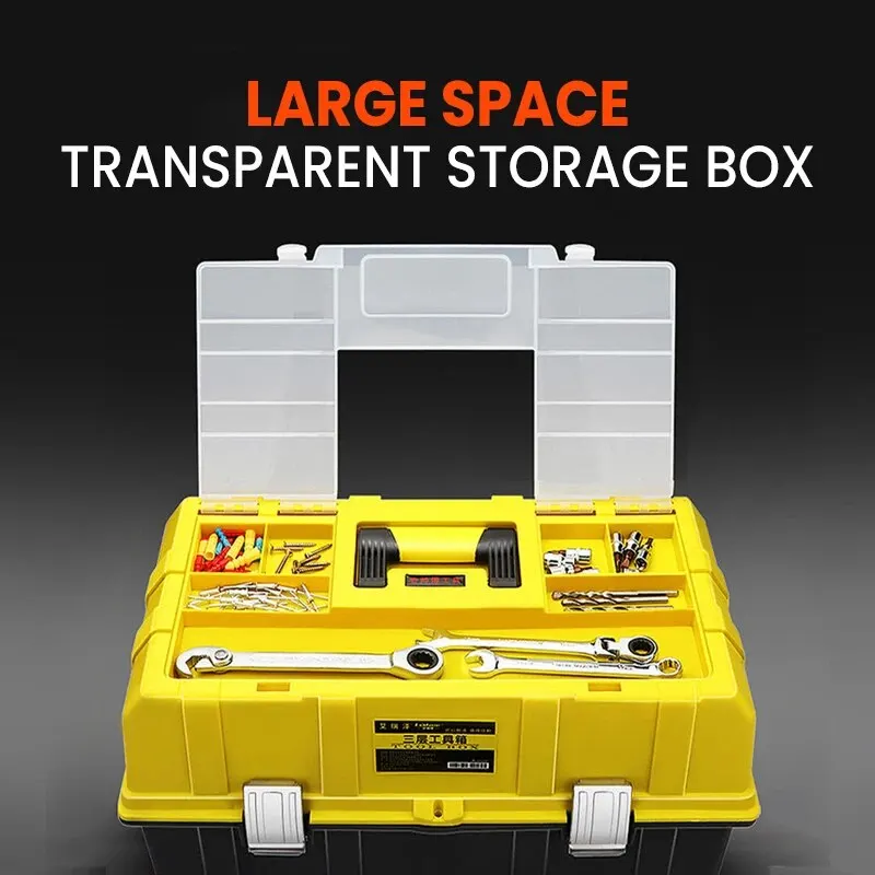 AIRAJ Hardware Toolbox Set valigia combinata spessa in plastica, scatola portaoggetti per trapano elettrico da carpentiere elettricista, Au