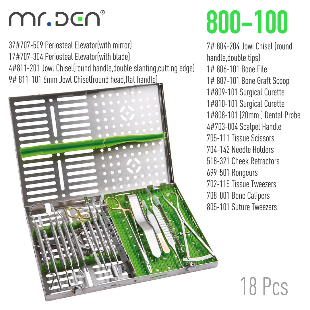 High Quality Dental Implant Base Instruments Set Surgical Curette Probe Periosteal Elevator Jowl Chisel Bone Calipers