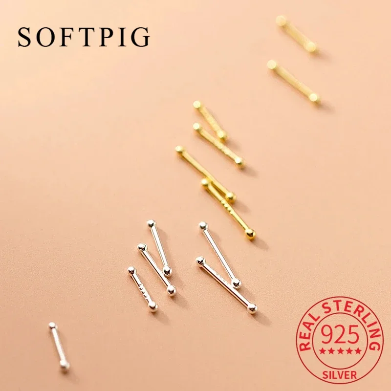 SOFTPIG Real 925 Sterling Silver Mini Bead Stud Earrings for Fashion Women Party Classic Fine Jewelry Ear Hole Care Accessories