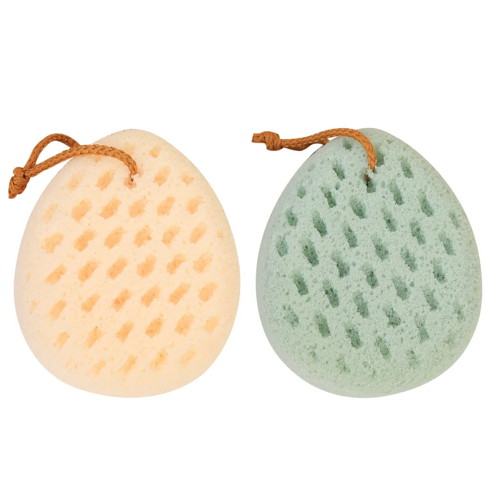 2Pcs Shower Sponge Brush Bath Exfoliator for Full Body Cleansing Gentle Exfoliation Rich Foam Quick Dry Rope Hanging Skin