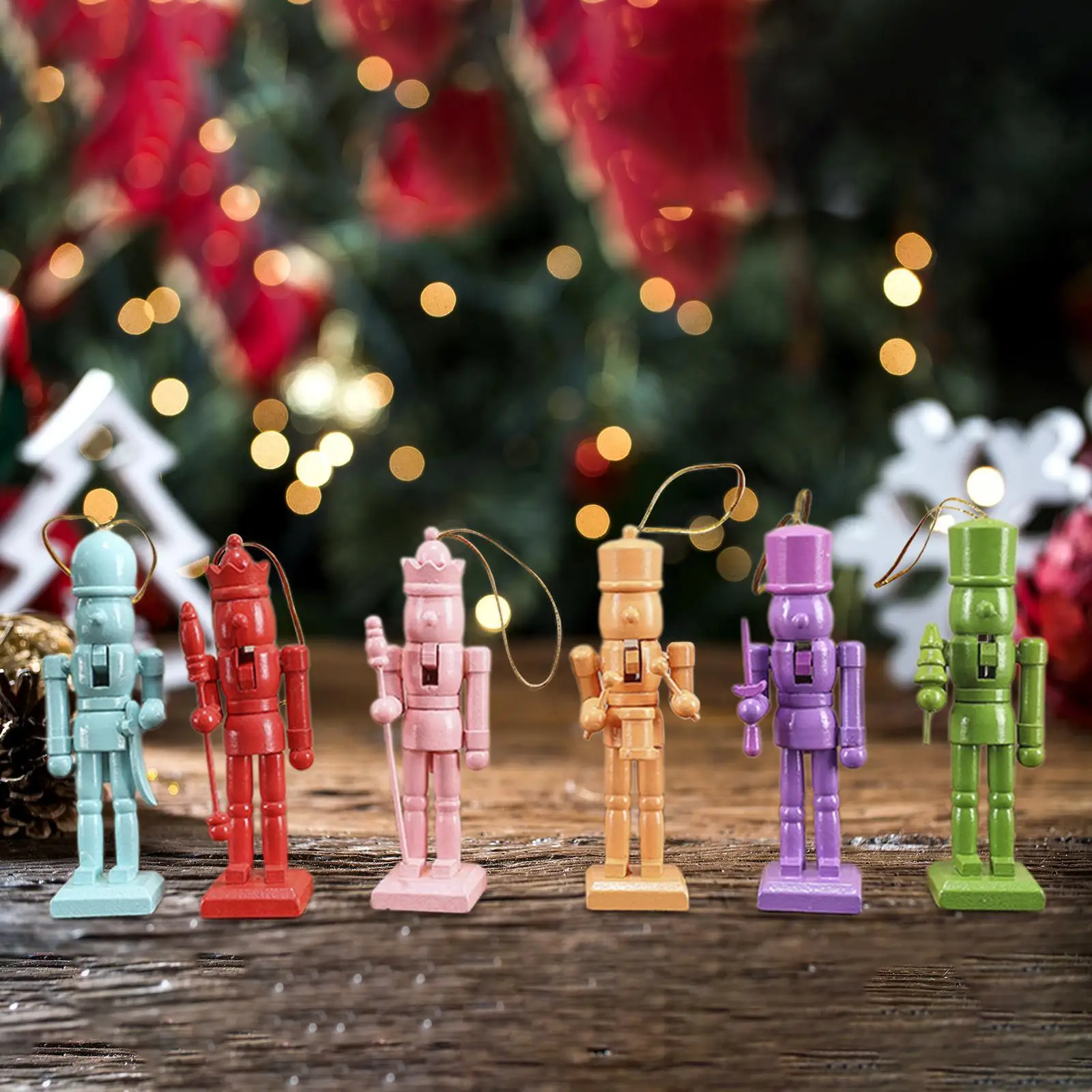 

6Pcs Christmas Nutcracker Figure Handpainted Christmas Pendant Drop Ornaments for Home Xmas Gift Centerpiece Tabletop Festival