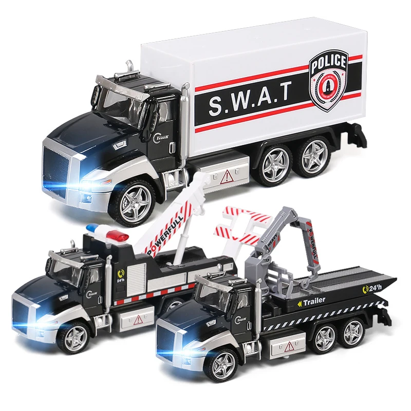 Children's Pull-Back Model Toy Alloy Rescue Car Simulation Sound And Light Road Obstacle Rescue Gift Car For Boy B103