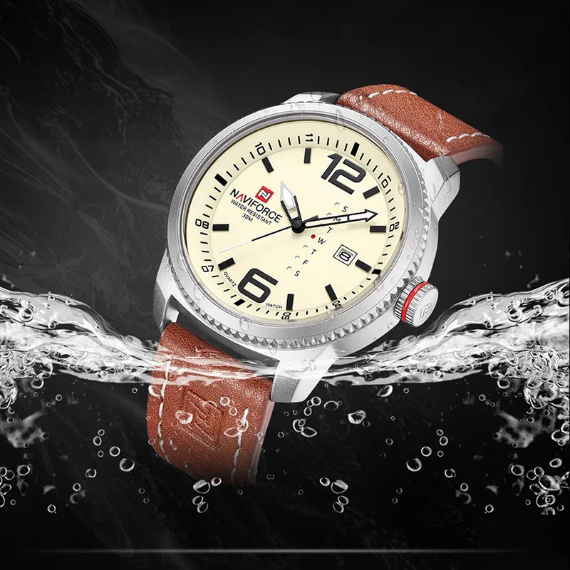 2023 Luxury Brand NAVIFORCE Date Quartz Watch Men Casual Military Sports Watches Leather Wristwatch Male Relogio Masculino Clock