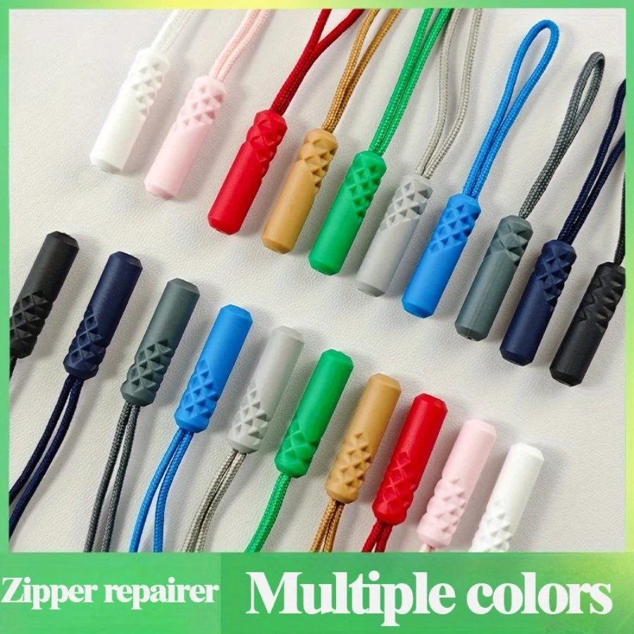 

12pcs Plastic Zipper Pull Tab Rope Cylindrical Zipper Pull Cord for Clothing Bags Luggage Zipper Repair Replacement Kit