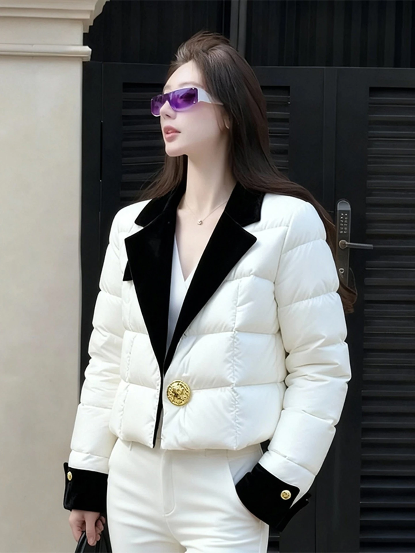 Coreano Sle Color Blo Collar ort down Jaet Donna Faionable Versatile Capispalla caldo Sli 2025 Trendy Ci Casual