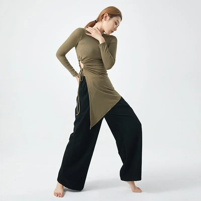 

Modern dance tops, classical dance clothes, body clothes, yoga clothes, long sleeves, irregular medium and long styles.
